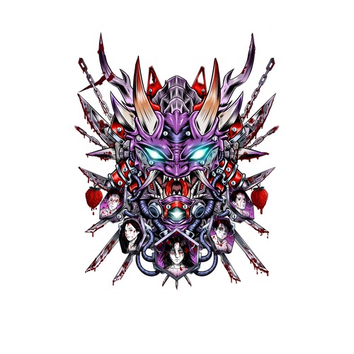 Metal artwork with the title 'Design a rad Day of the Dead skull to be engraved on metal wallets'