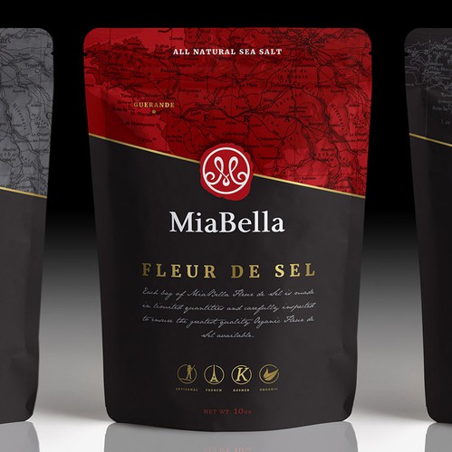 Traditional design with the title 'Premium Sea Salt Packaging'