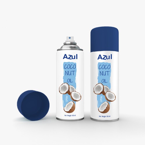 Coconut packaging with the title 'Oil spray can'
