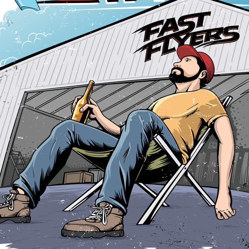 T-shirt artwork with the title 'Fast Flyers illustration'