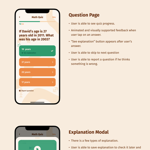 Quiz design with the title 'Case Study for Educational Quiz App'