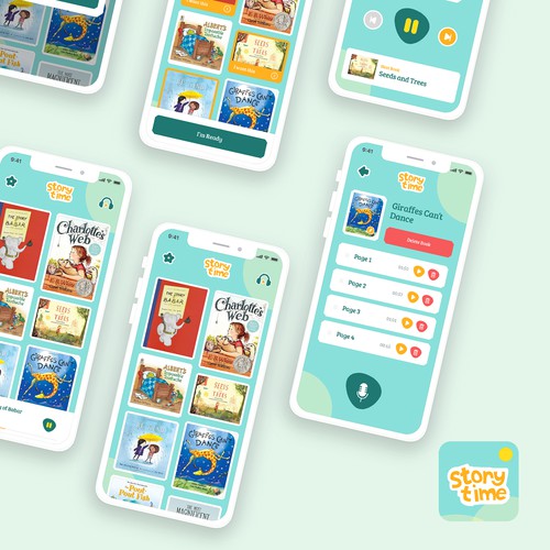 Audio design with the title 'Kids Audio Book App'