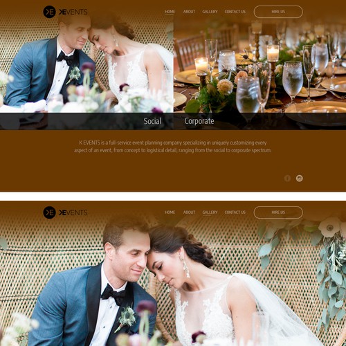 Wedding website with the title 'Wedding/event service webdesign'