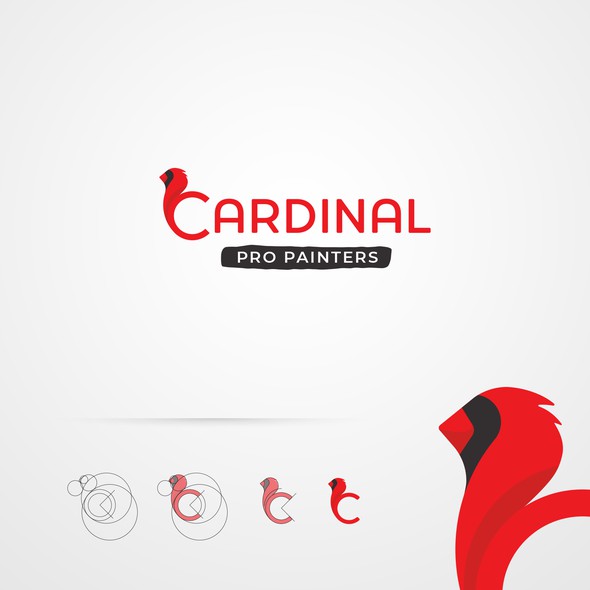 Cardinal logo with the title 'Cardinal Bird Logo Inspired Professional Painters Service'