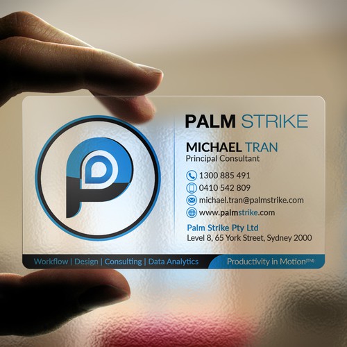 Transparent design with the title 'A compelling business card design'