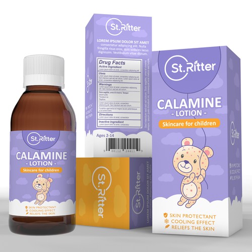 Pharmaceutical packaging with the title 'Playful package design and label concept for St. Ritter'