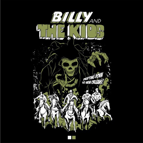 Cartoon t-shirt with the title 'Billy and The Kids'