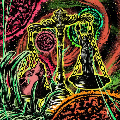 Justice design with the title 'PSYCHEDELIC ART'
