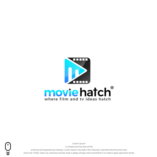 Presentation logo with the title 'powerful logo for MovieHatch®'