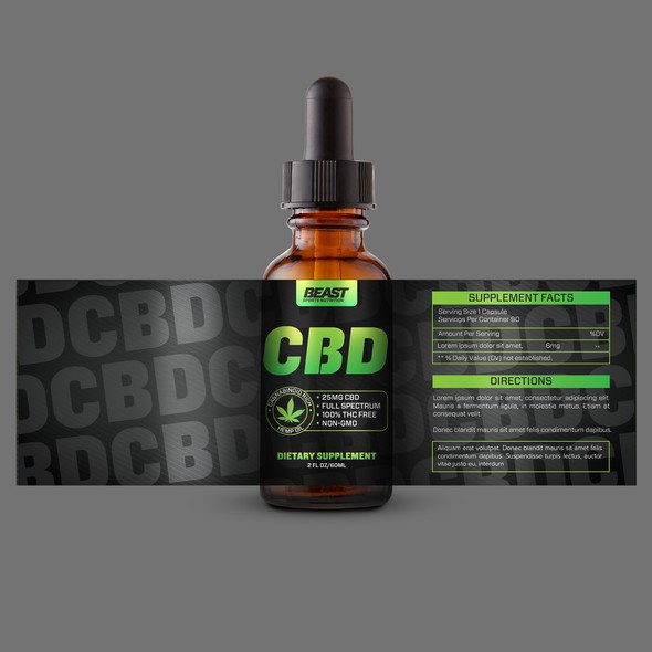 Marijuana label with the title ' CBD product'