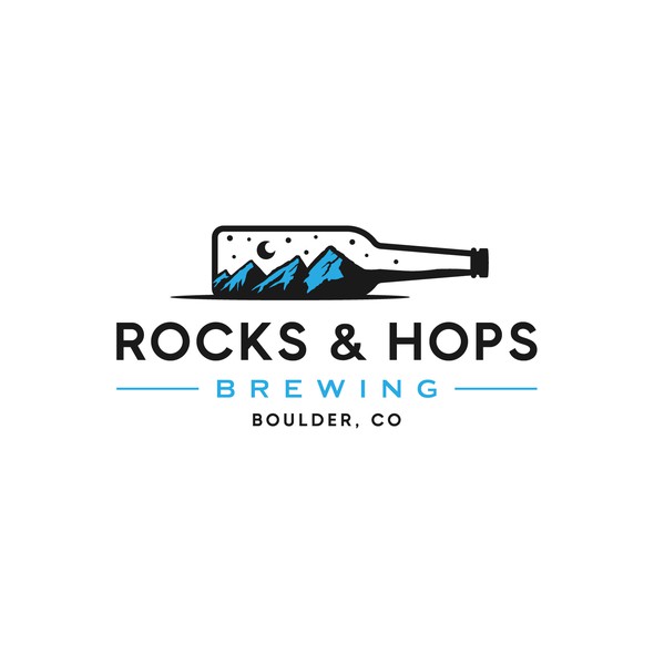 Brewery design with the title 'Rocks & Hops Brewing  - Logo'