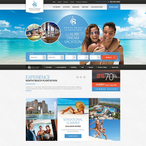 Travel website with the title 'Luxury resort web design'