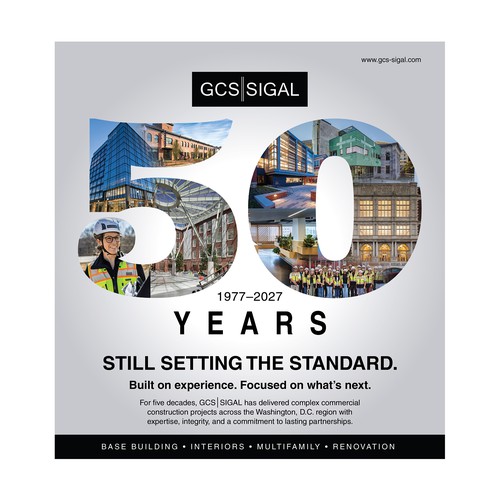 Ad design with the title '50th Anniversary Corporate Advertisement'