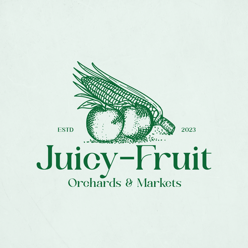 Corn logo with the title 'Juicy Fruit Brand Logo'