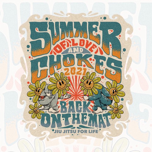 Illustrated t-shirt with the title 'Summer of Love and Chokes'