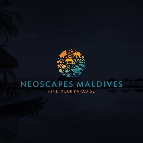 Beach brand with the title 'logo for a travel company in the Maldives'