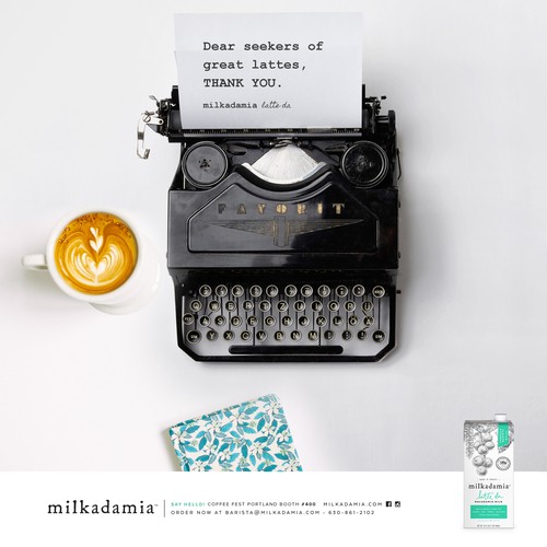 Advertising design with the title 'Milkadamia'