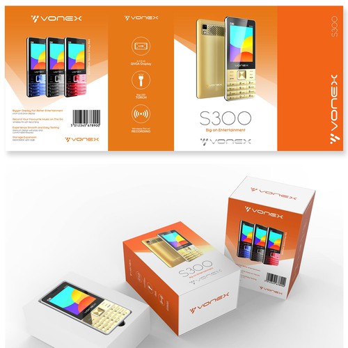 Concept packaging with the title 'Packaging Design and Rendering for Mobile phone'