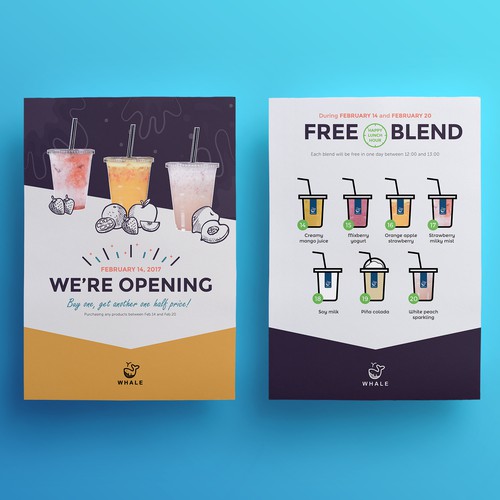 Juice bar design with the title 'Whale Juice Bar Flyer'