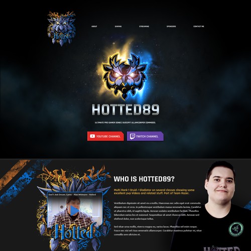 Futuristic website with the title 'Pro Gamer'