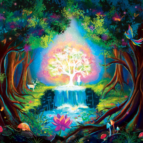 Tree of life design with the title 'On-stage backdrop design'