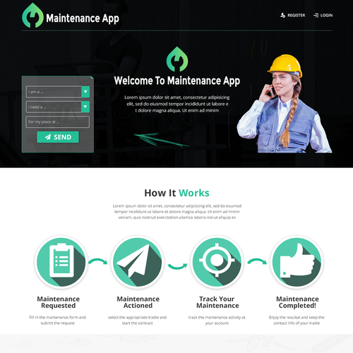 Application website with the title 'New website design for Property app'