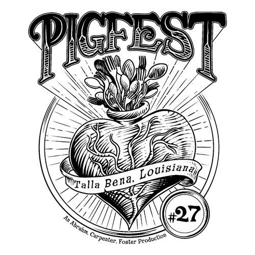 Engraving t-shirt with the title 'Pigfest'
