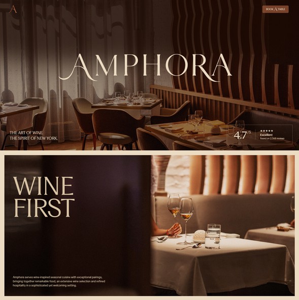 Illustrator website with the title 'Amphora restaurant website'