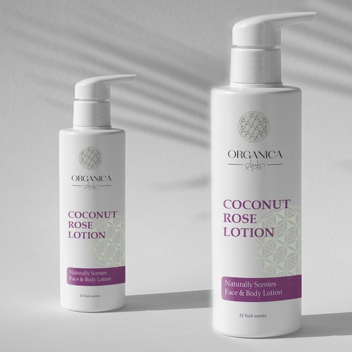 Lotion packaging with the title 'Organica Annie's Ultra Pure MSM Coconut Rose Lotion'