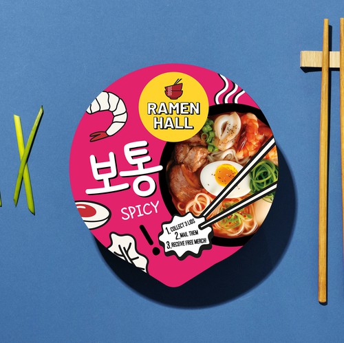 Flat packaging with the title 'Ramen Hall | Lid design'