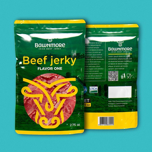 Beef packaging with the title 'Beef jerky'