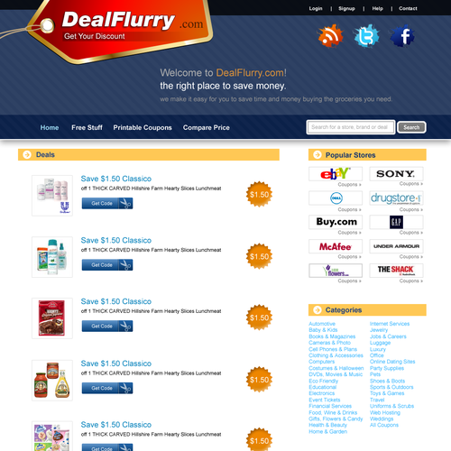 Discount design with the title 'Coupon Website Design'