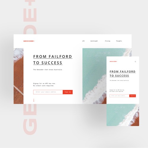 Mobile-first design with the title 'Geocode — Responsive Website design'