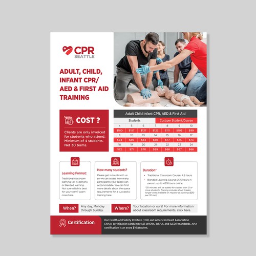 Design with the title 'Pricing and Information Flyer'