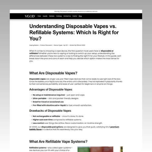 Blogger design with the title '3 Month Website Retainer for Offical VGOD'