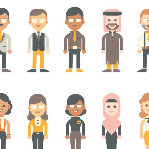 Flat design illustration with the title 'Flat illustrations and graphics for a rebranding company'