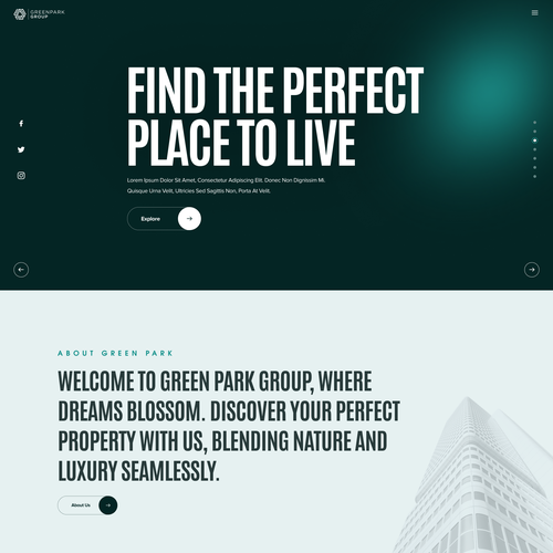 Typography website with the title 'Web site design - Real Estate Developer'