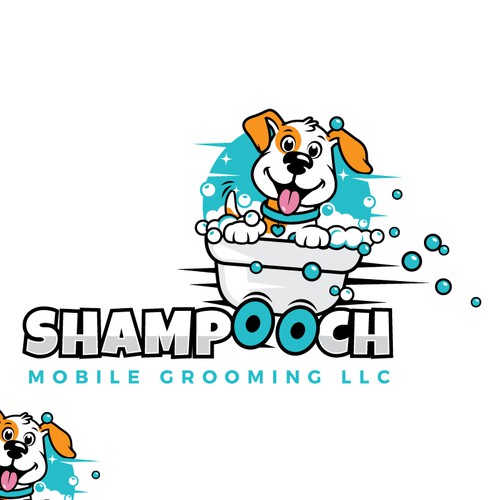 Pet grooming logo with the title 'Shampooch'