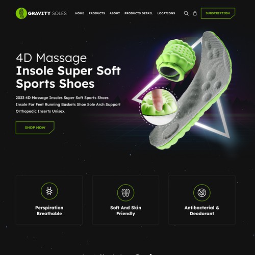 Fitness website with the title 'Shoe InSole Shopify Website'