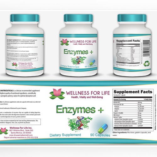 Pharmacy label with the title 'Wellness For Life Nutraceuticals '