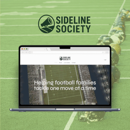 Design with the title 'Sideline Society Website'