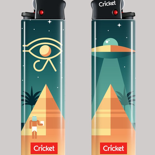 Digital art illustration with the title 'Brand Illustration for Cricket Lighters'