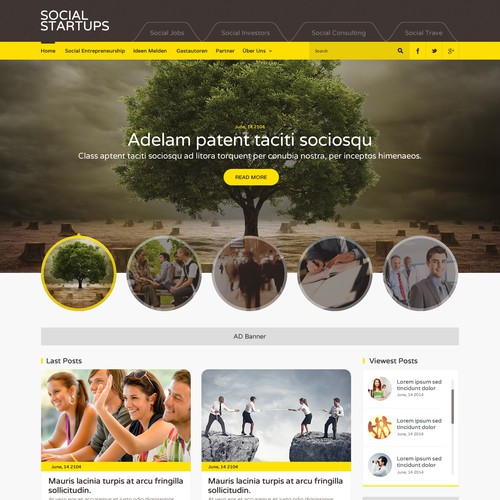 Blog website with the title 'Social startup blog'