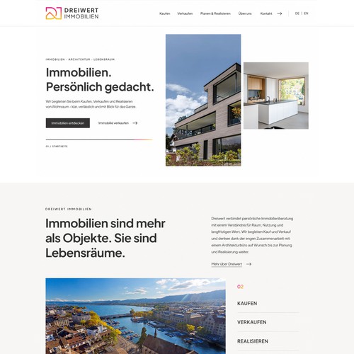 Website with the title 'Dreiwert — Swiss Real Estate Website Design'