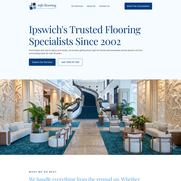 Construction website with the title 'Flooring Service Website Design and Development'