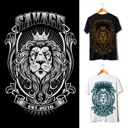 Lion t-shirt with the title 'Savage'