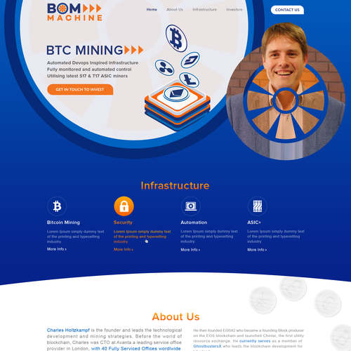Bitcoin website with the title 'BOMmachine'