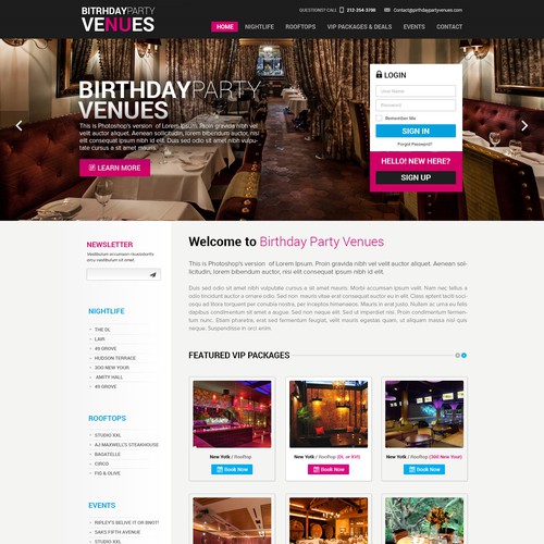 Venue design with the title 'Birthday Party Venue'