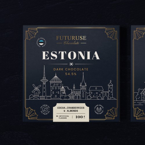 Chocolate design with the title 'Estonian chocolate packaging design'
