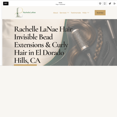 SEO design with the title 'Optimisation of Rachelle LaNae Hair'